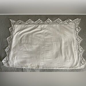 VINTAGE 1990s WHITE BATTENBERG LACE 24”x36” DECORATIVE COTTON PILLOWCASE